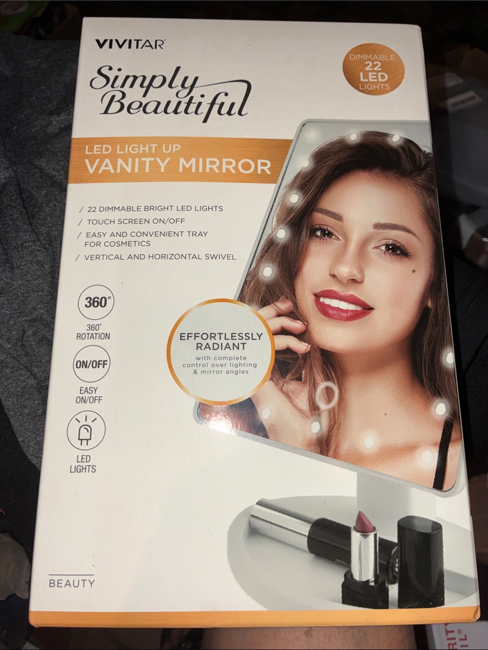 Vivitar Simply Beautiful LED Vanity Mirror - White with Gold Accent